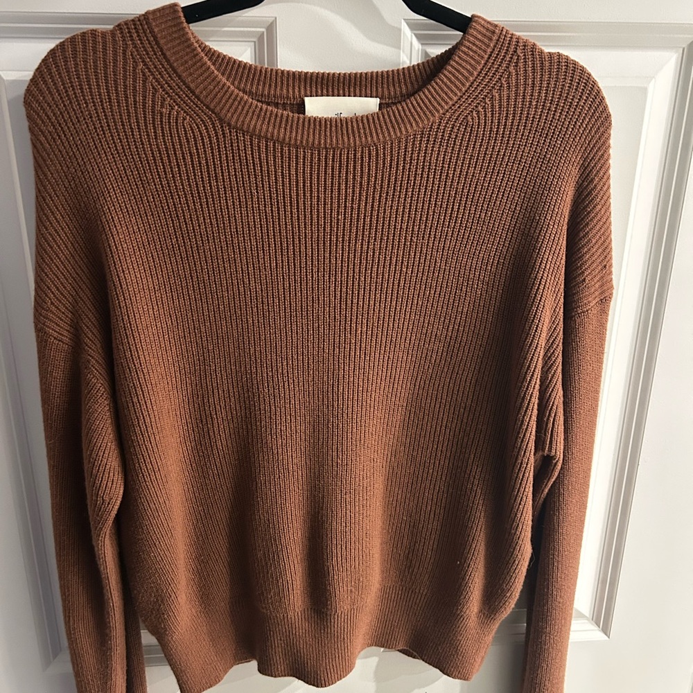 Aritzia Merino Wool/Cotton Blend Warm Brown Sweater